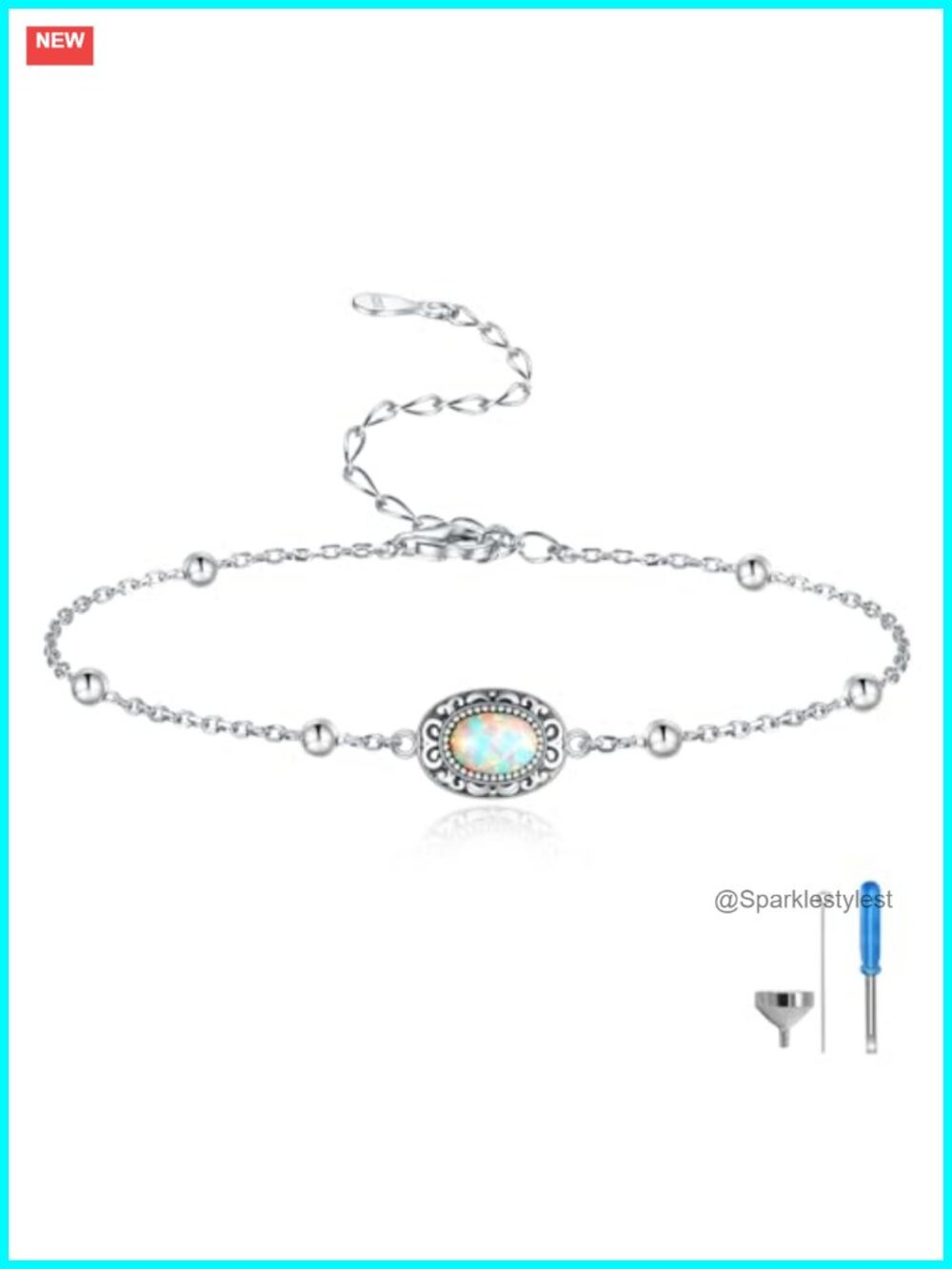 Sterling Silver Cremation Ashes Bracelet Memorial Urn Jewelry Adjustable